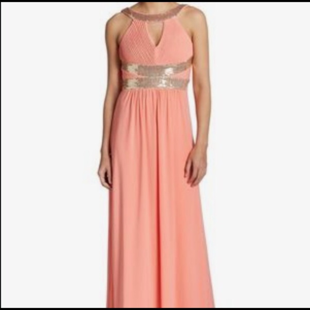Peach and Gold Calvin Klein Gown